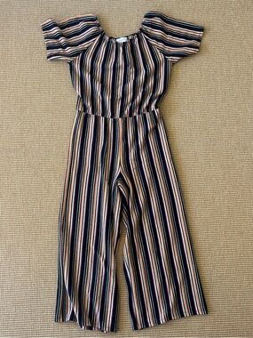 Striped Wide-Leg Jumpsuit in Navy, Pink & Cream